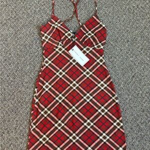 Emory Park Red Plaid Mini Dress